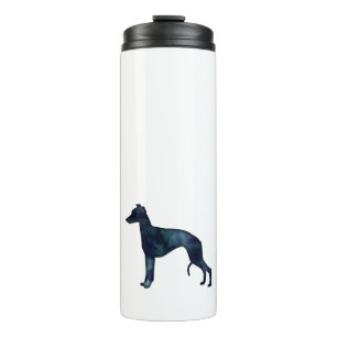 Whippet Dog Breed Black Watercolor Silhouette Thermal Tumbler