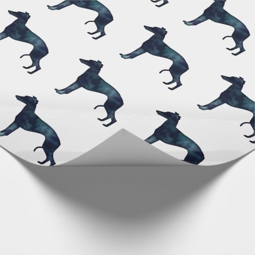 Whippet Dog Breed Black Watercolor Silhouette Wrapping Paper