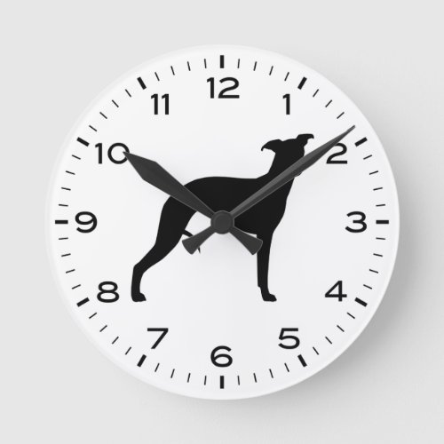 Whippet Dog Breed Silhouette Round Clock