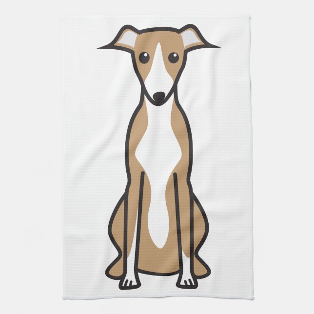 Whippet Dog Cartoon Towel (Vertical)