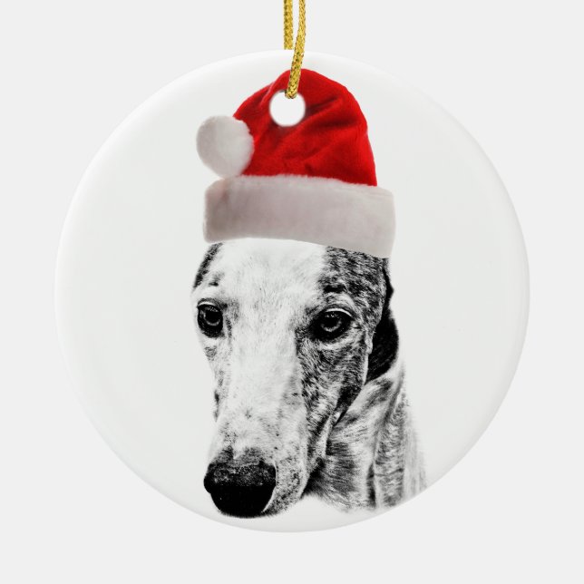 Whippet dog ceramic ornament (Front)