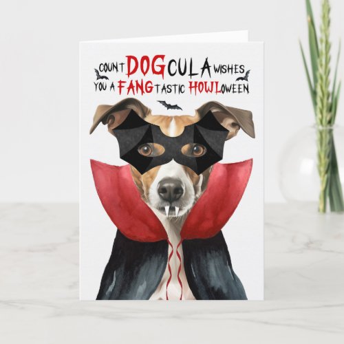 Whippet Dog Funny Count DOGcula Halloween Holiday Card