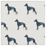 Whippet Dog Geometric Pattern Silhouette Black WC Fabric