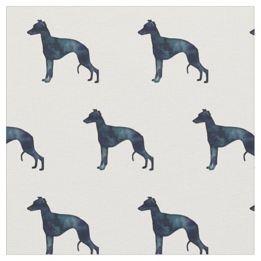 Whippet Dog Geometric Pattern Silhouette Black WC Fabric