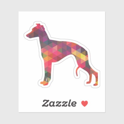 Whippet Dog Geometric Pattern Silhouette Multi Sticker