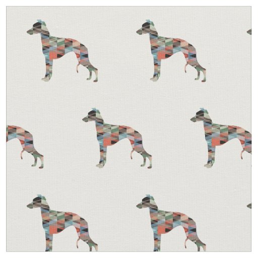Whippet Dog Geometric Pattern Silhouette Plaid Fabric