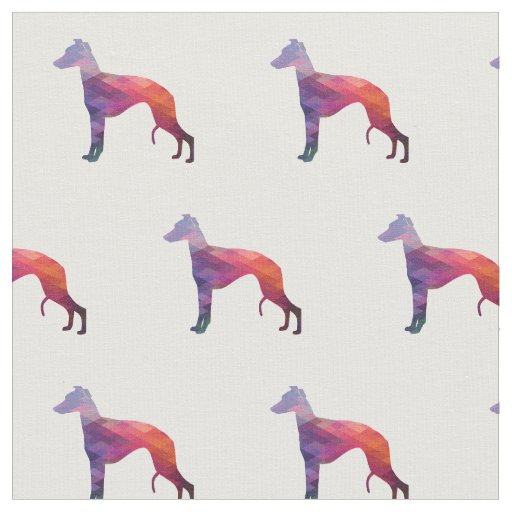 Whippet Dog Geometric Pattern Silhouette Purple Fabric