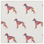 Whippet Dog Geometric Pattern Silhouette Tiled Fabric
