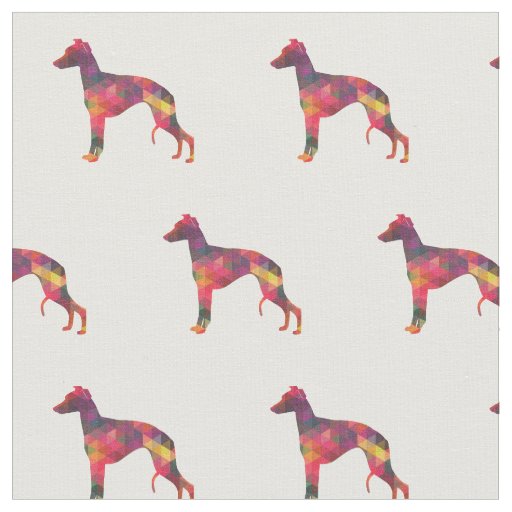 Whippet Dog Geometric Pattern Silhouette Tiled Fabric