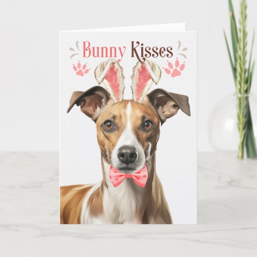 Whippet Dog in Bunny Ears for Easter Holiday Card