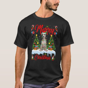 Whippet Dog Lights Xmas Tree Santa Whippet Christm T-Shirt