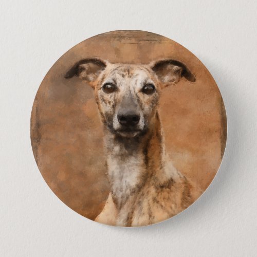 Whippet Dog Portrait Artwork Button