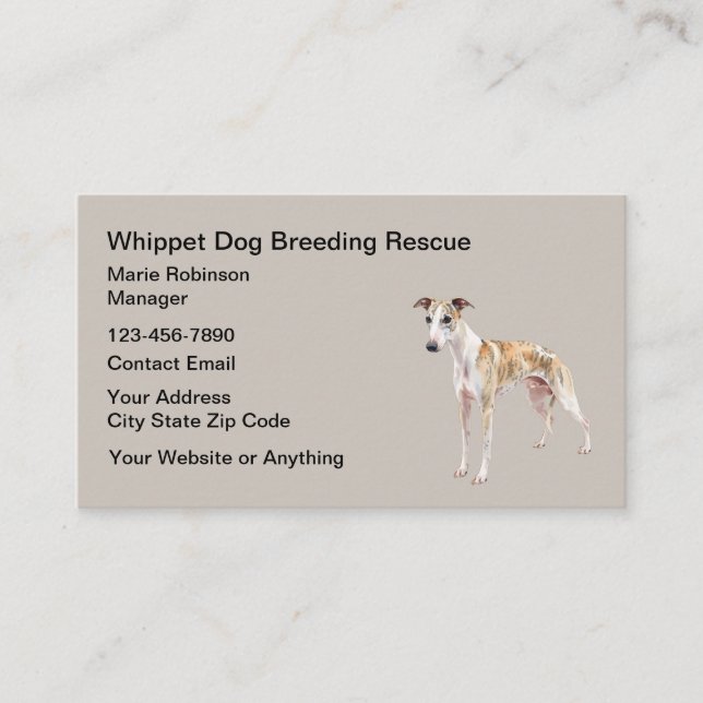 Whippet Dog Rescue Business Cards (Front)