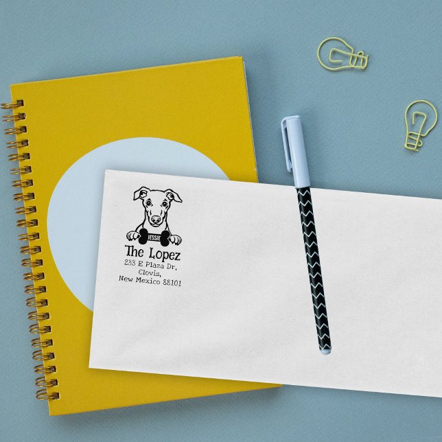 Whippet Dog, Return Address,  Rubber Stamp (Creator Uploaded)