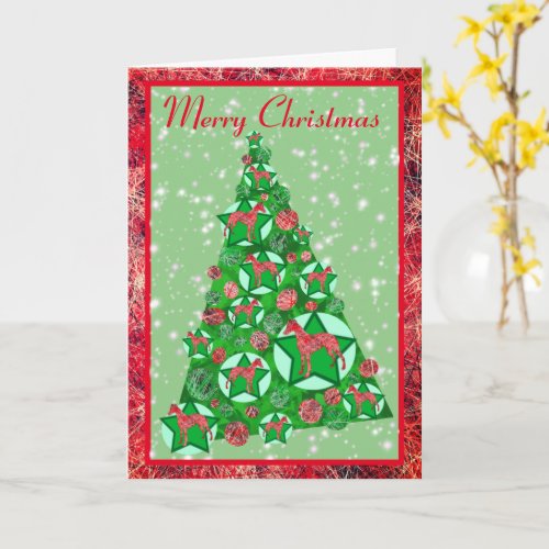 Whippet Dog Silhouette Christmas Tree Decoration Card