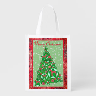 Whippet Dog Silhouette Christmas Tree Decoration Grocery Bag