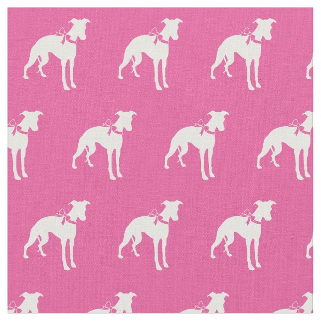 Whippet Dog Silhouette Pet Pink Fabric (Close Up)