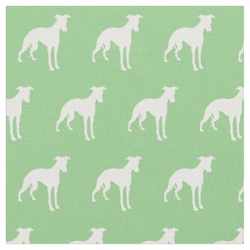 Whippet Dog Silhouette Pet Sage Green Fabric
