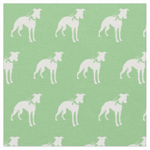 Whippet Dog Silhouette Pet Sage Green Fabric