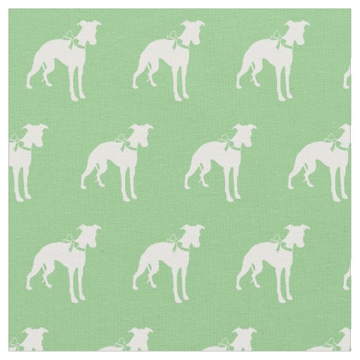 Whippet Dog Silhouette Pet Sage Green Fabric