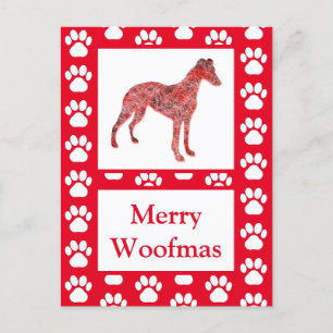 Whippet Dog Silhouette Red Merry Christmas Postcard