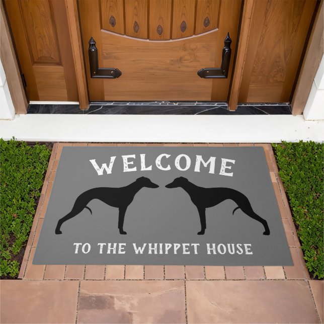 Whippet Dog Silhouettes Custom Welcome Mat (Outdoor)