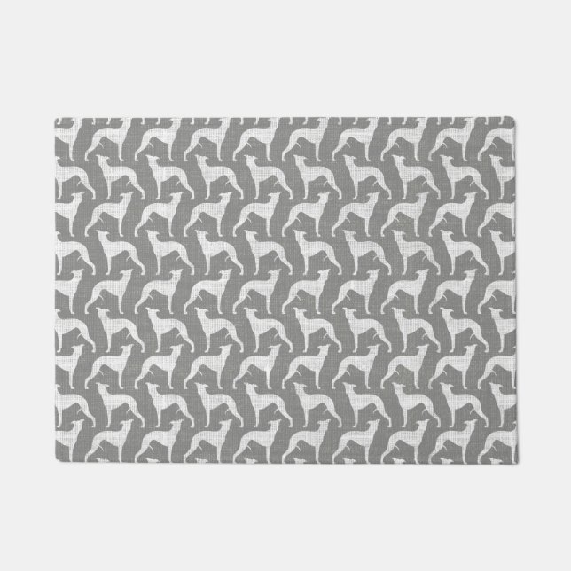 Whippet Dog Silhouettes Pattern Grey Doormat (Front)