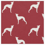 Whippet Dog Silhouettes Pattern Red and White Fabric