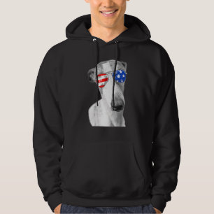 Whippet Dog Sunglasses Flag American 4th Of July Hoodie