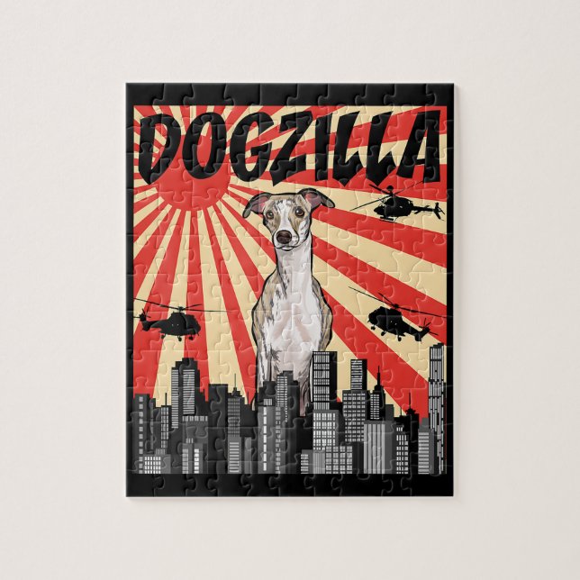 Whippet Gift | funny  japanese dogzilla whippet Jigsaw Puzzle (Vertical)