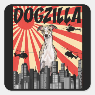 Whippet Gift funny japanese dogzilla whippet Square Sticker