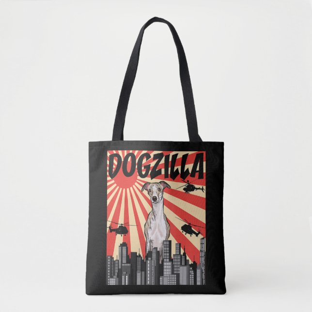 Whippet Gift | funny  japanese dogzilla whippet Tote Bag (Front)