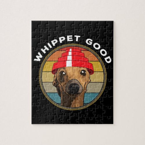Whippet Good Funny 80s Music Dog Design Jigsaw Puzzle