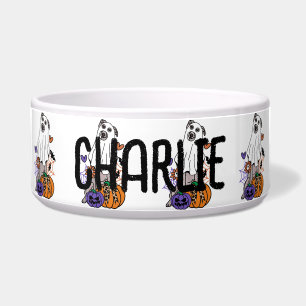 Whippet Halloween Ghost Dog Bowl