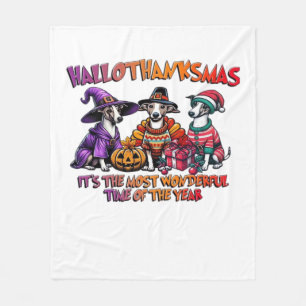 Whippet Halloween Thanksgiving Christmas Oversized Fleece Blanket