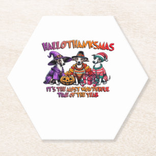 Whippet Halloween Thanksgiving Christmas Oversized Paper Coaster