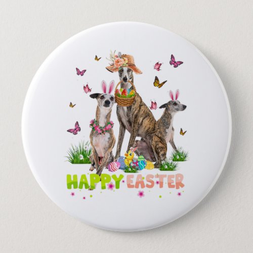 Whippet Happy Easter Bunny Eggs Easter Gift Kids Button