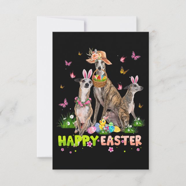 Whippet Happy Easter Bunny Eggs Easter Gift Kids Invitation (Front)