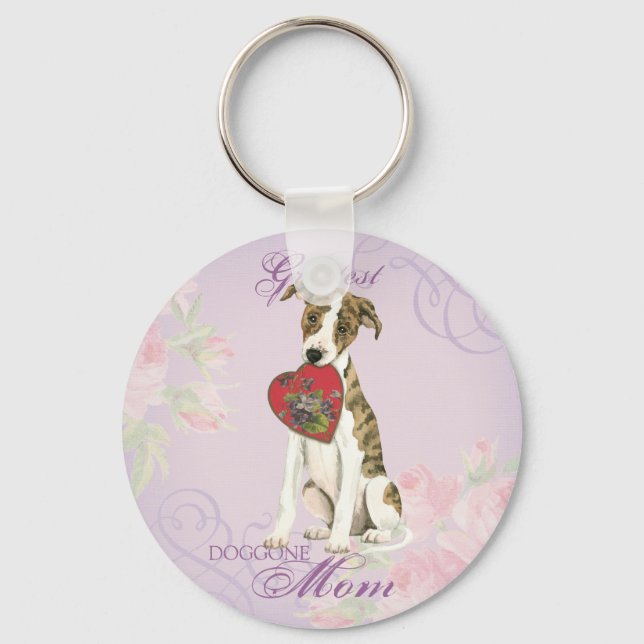 Whippet Heart Mom Keychain (Front)
