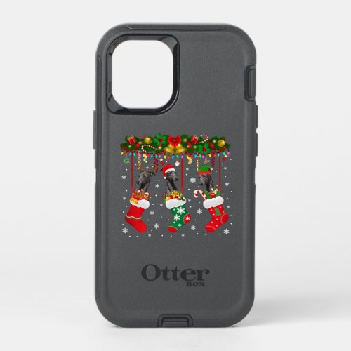 Whippet in Sock _ Xmas Reindeer Santa Elf dog OtterBox Defender iPhone 12 Mini Case