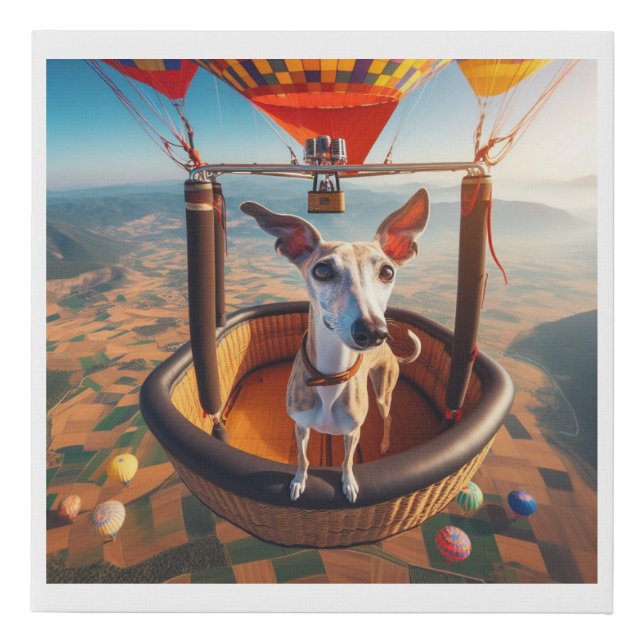 Whippet in the Clouds Faux Canvas Print (Front)