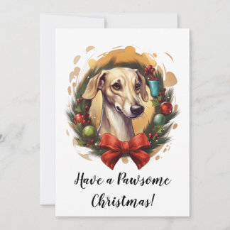 Whippet in Wreath Christmas Card