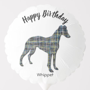 Whippet Italian Dog Silhouette Cute Grid White Balloon