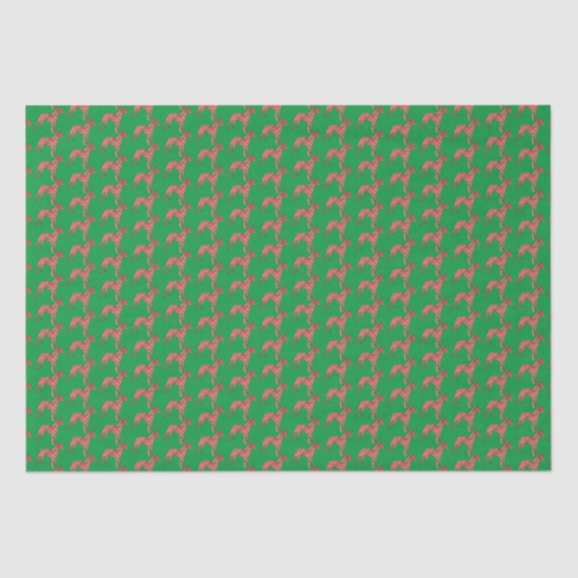 Whippet Italian Gray Christmas Dog Silhouette Gren Tissue Paper (Front)
