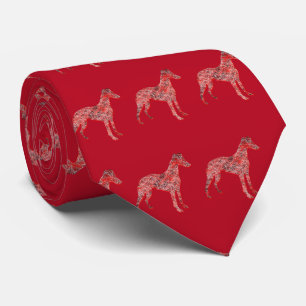 Whippet Italian Gray Christmas Dog Silhouette Red Neck Tie