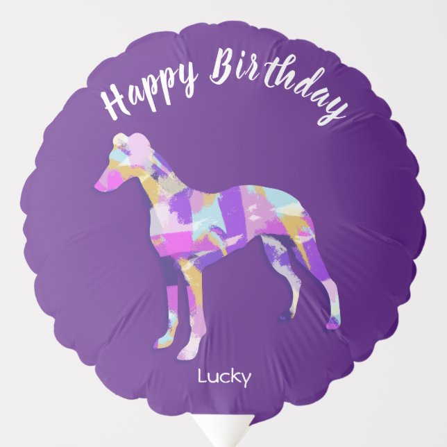 Whippet Italian Gray Dog Silhouette Purple PY&B Balloon (Front)