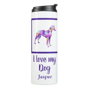 Whippet Italian Gray Dog Silhouette Purple PY&B Thermal Tumbler