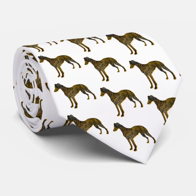 Whippet Italian Gray Silhouette Halloween White Neck Tie (Rolled)