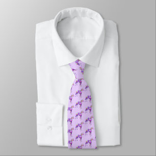 Whippet Italian Greyhound Dog Silhouette LtPurple Neck Tie