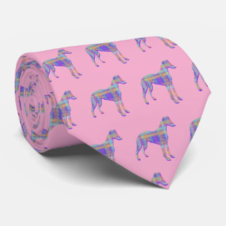 Whippet Italian Greyhound Dog Silhouette Pastel Pk Neck Tie